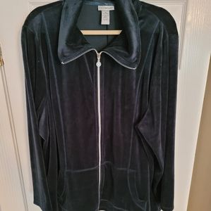 Catherine's Emerald Green soft velour jacket 3X Plus Size